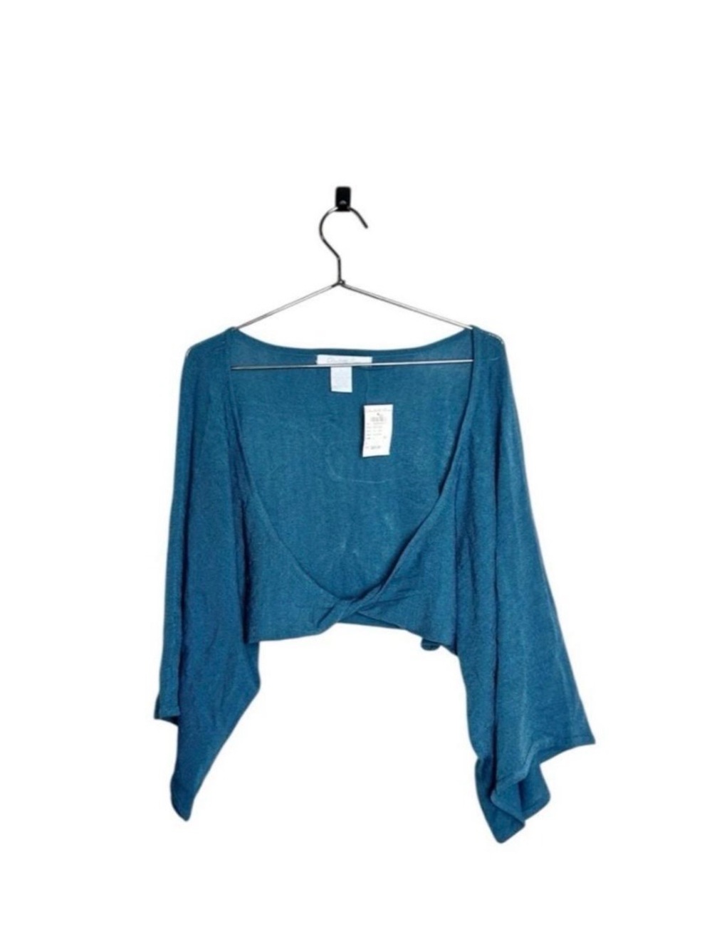NWT Vintage Y2K Deadstock Charlotte Russe Blue V Neck Shrug Bolero Top 2000s - Picture 2 of 5
